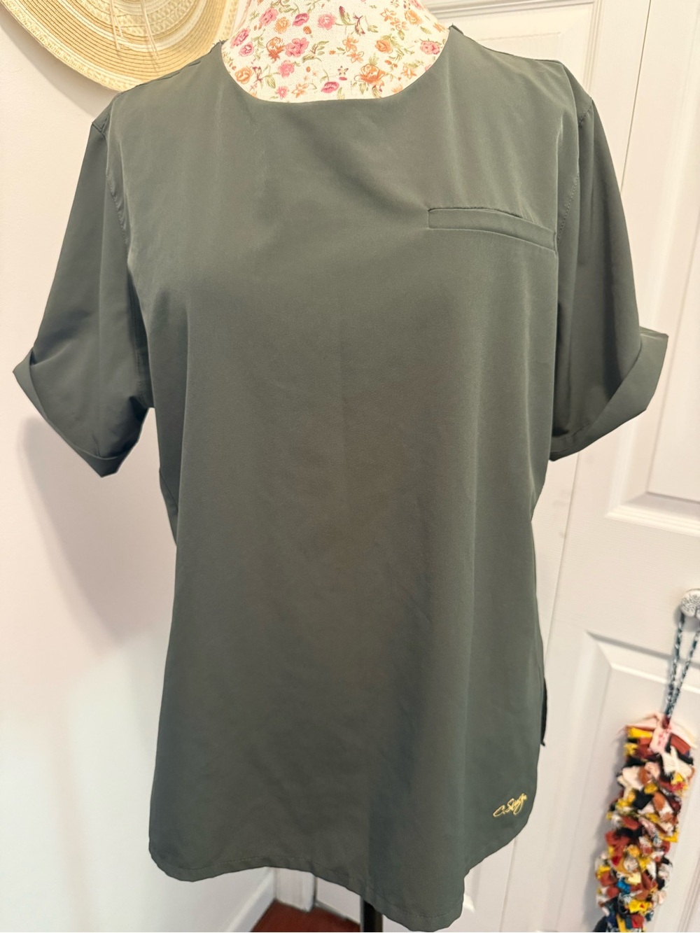 Olive Green Short Sleeve Scrub top by C Saucy